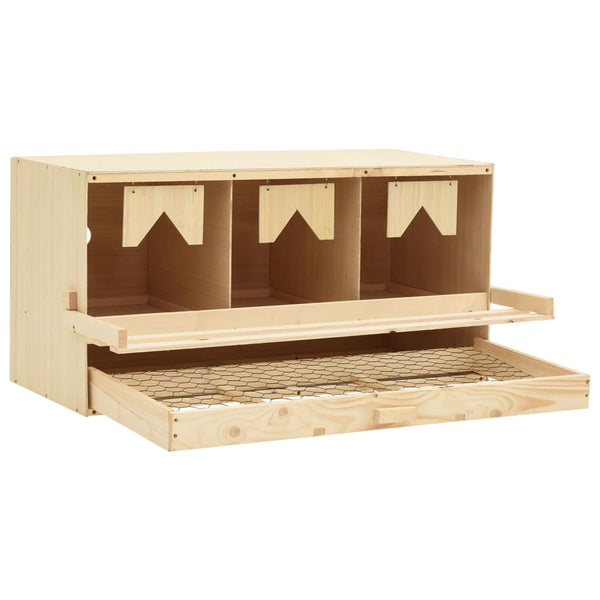 Chicken Laying Nest 3 Compartments 72X33x38 Cm Solid Pine Wood