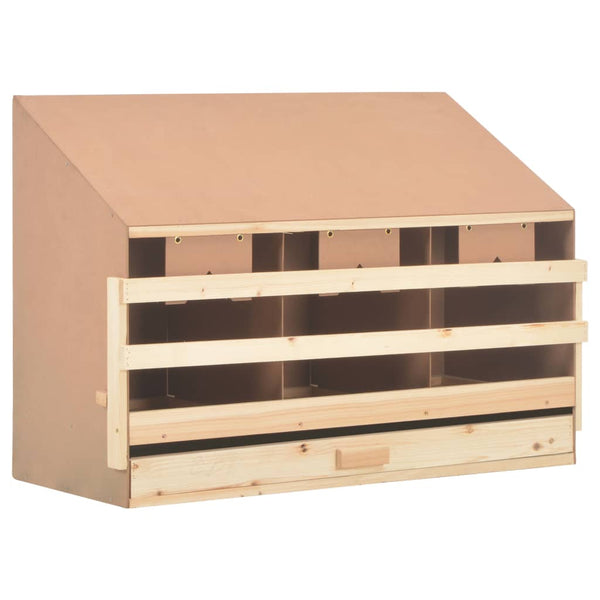 Poultry Cages Chicken Laying Nest 3 Compartments 93X40x65 Cm Solid Pine Wood