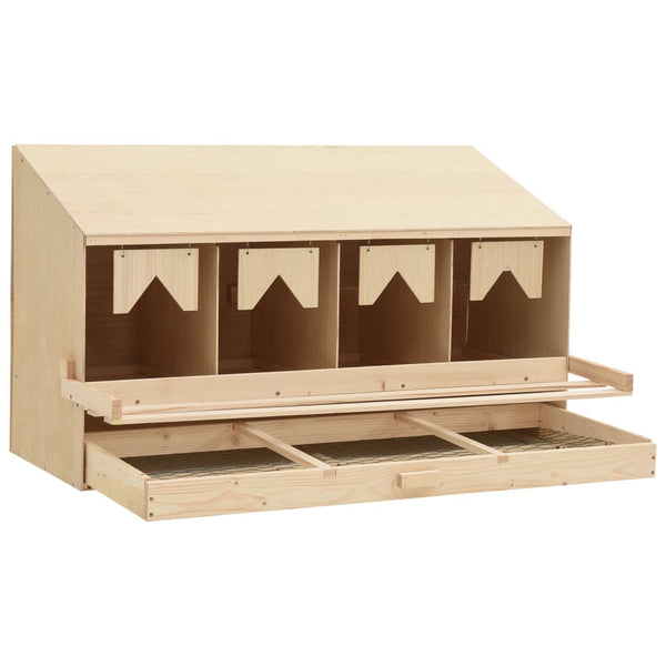 Poultry Cages Chicken Laying Nest 4 Compartments 106X40x59 Cm Solid Pine Wood