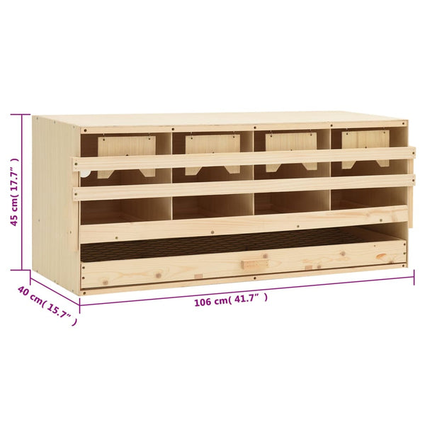 Poultry Cages Chicken Laying Nest 4 Compartments 106X40x45 Cm Solid Pine Wood