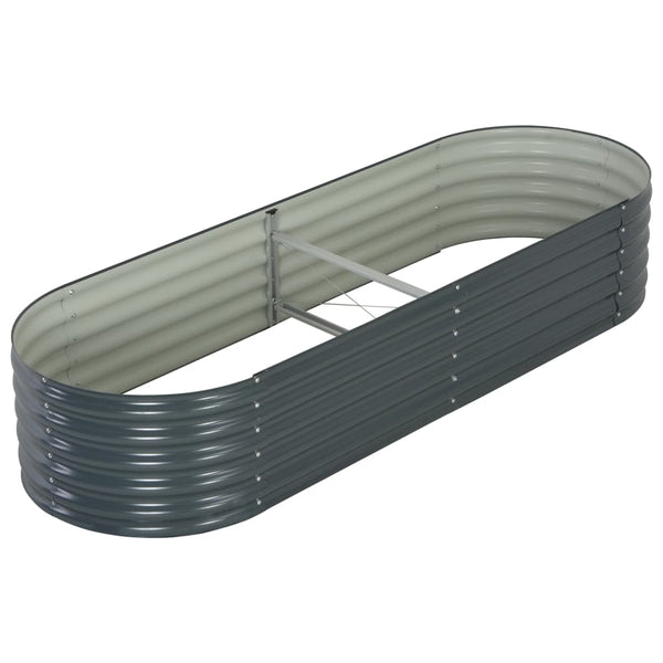 Garden Raised Bed 240X80x44 Cm Galvanised Steel Grey