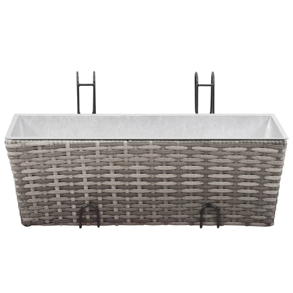 Raised Garden Beds Balcony Raised Beds 2 Pcs 50 Cm Grey Poly Rattan