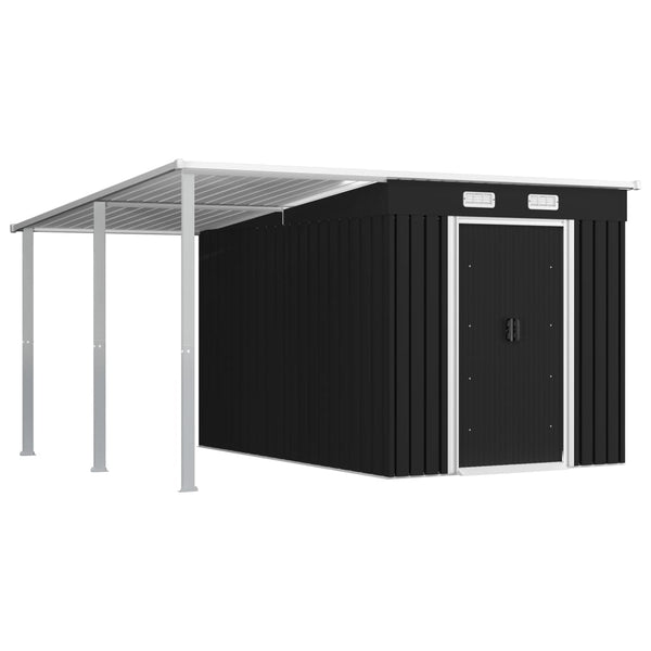 Sheds Summerhouses Carports Garden Shed With Extended Roof Anthracite 336X270x181 Cm Steel