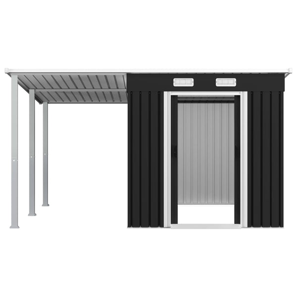 Sheds Summerhouses Carports Garden Shed With Extended Roof Anthracite 336X270x181 Cm Steel