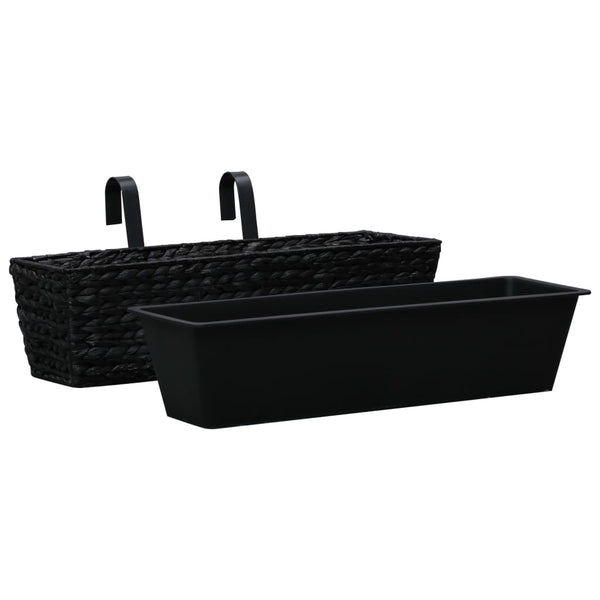 Raised Garden Beds Garden Planters 2 Pcs Water Hyacinth Black