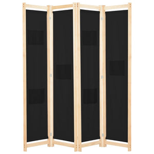 4-Panel Room Divider Black 160X170x4 Cm Fabric