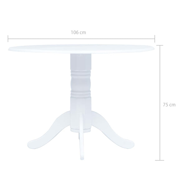 Dining Tables Dining Table White 106 Cm Solid Rubber Wood