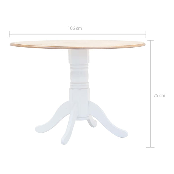 Dining Tables Dining Table White And Brown 106 Cm Solid Rubber Wood