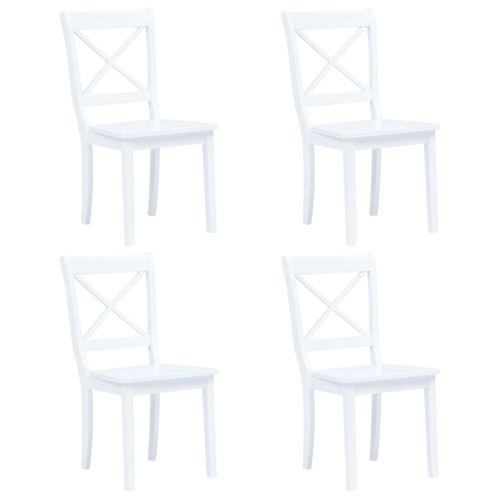 Dining Chairs 4 Pcs White Solid Rubber Wood