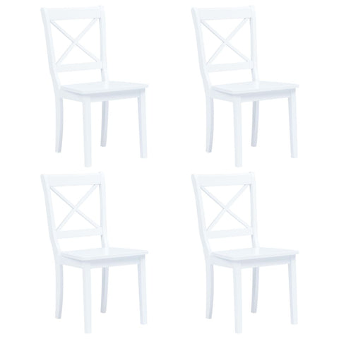 Dining Chairs 4 Pcs White Solid Rubber Wood