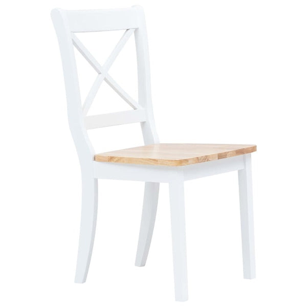 Dining Chairs 2 Pcs White And Light Wood Solid Rubber