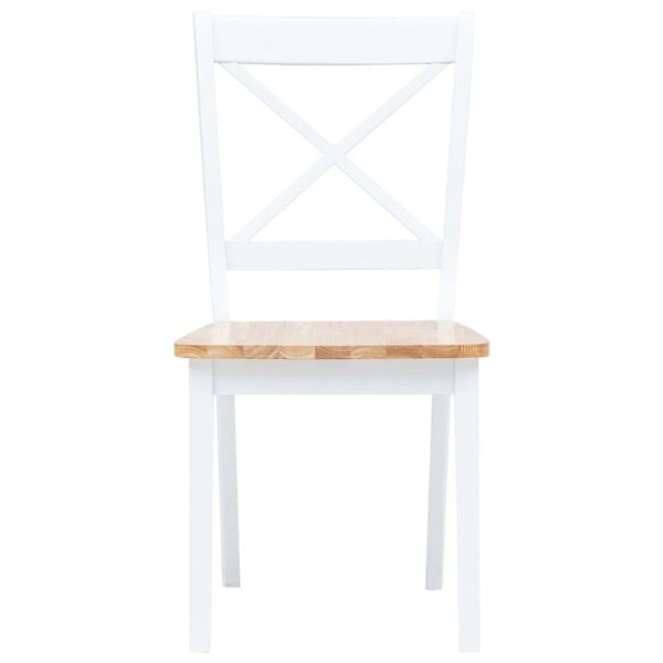 Dining Chairs 2 Pcs White And Light Wood Solid Rubber