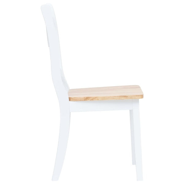 Dining Chairs 2 Pcs White And Light Wood Solid Rubber