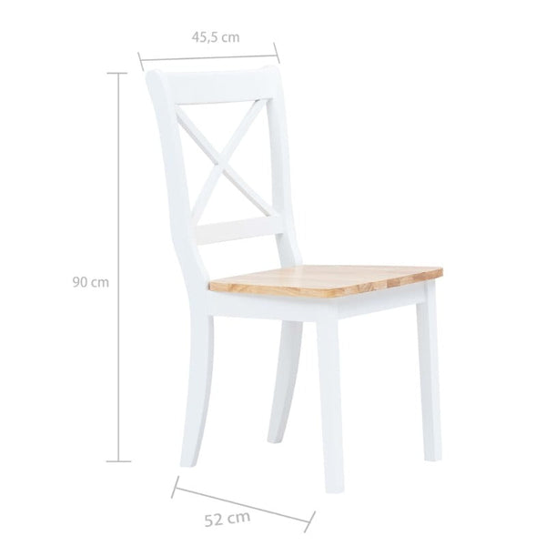 Dining Chairs 2 Pcs White And Light Wood Solid Rubber