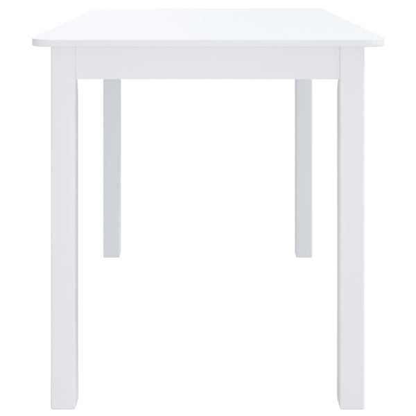 Dining Table White 114X71x75 Cm Solid Rubber Wood