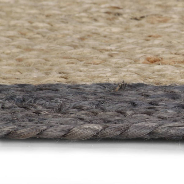 Rugs Handmade Rug Jute With Dark Grey Border 90 Cm