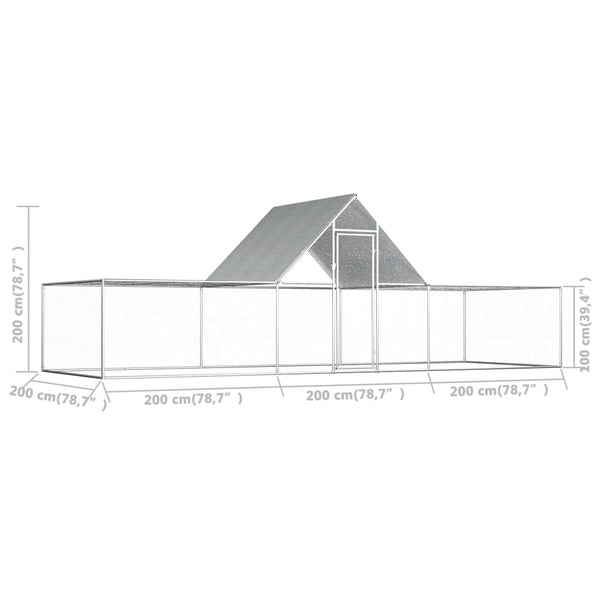 Poultry Cages Chicken Coop 2X1x1.5 M Galvanised Steel