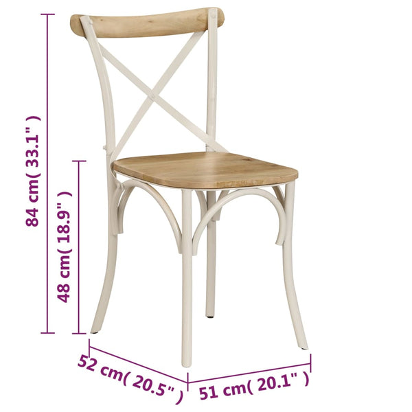 Chairs Cross 2 Pcs White Solid Mango Wood