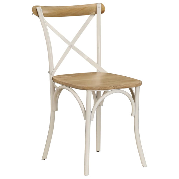 Chairs Cross 2 Pcs White Solid Mango Wood