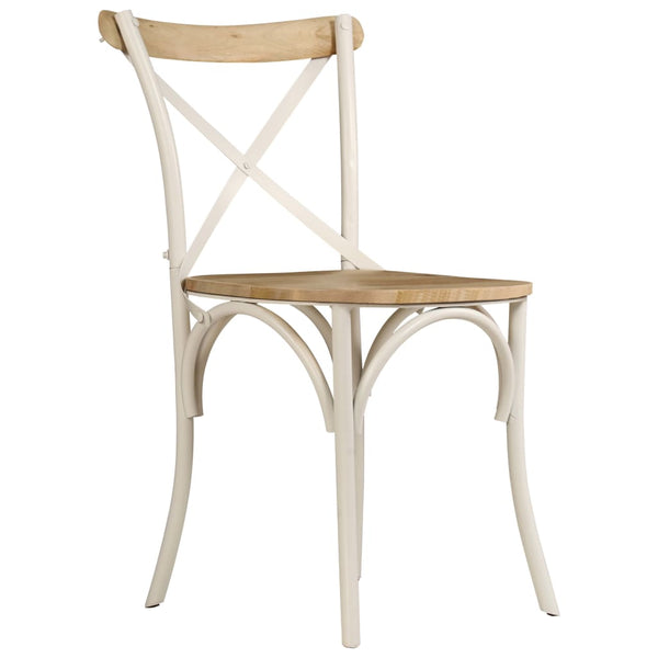 Chairs Cross 2 Pcs White Solid Mango Wood