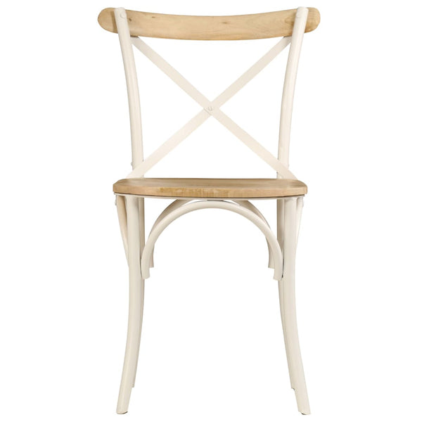 Chairs Cross 2 Pcs White Solid Mango Wood