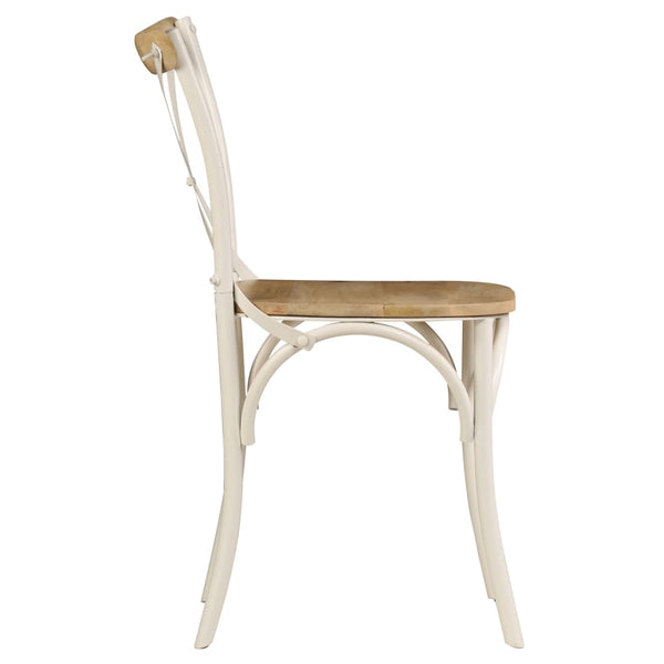 Chairs Cross 2 Pcs White Solid Mango Wood