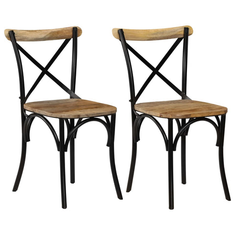 Chairs Cross 2 Pcs Black Solid Mango Wood