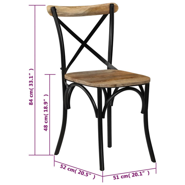 Chairs Cross 2 Pcs Black Solid Mango Wood