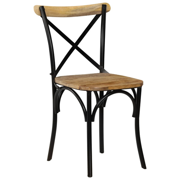 Chairs Cross 2 Pcs Black Solid Mango Wood