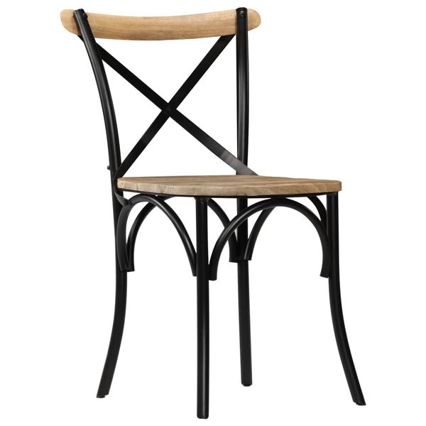 Chairs Cross 2 Pcs Black Solid Mango Wood