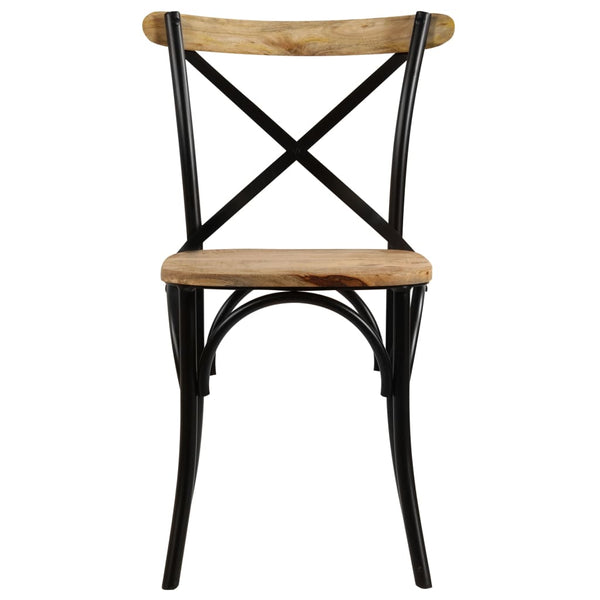 Chairs Cross 2 Pcs Black Solid Mango Wood