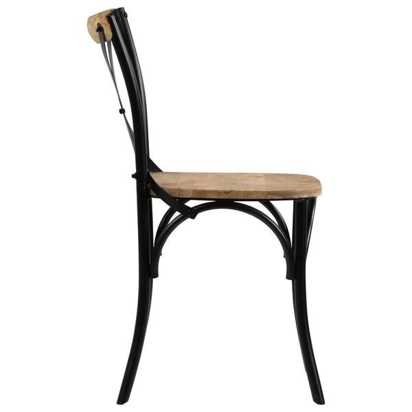 Chairs Cross 2 Pcs Black Solid Mango Wood