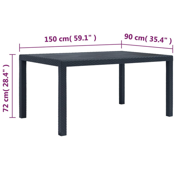 Patio & Garden Tables Garden Table Anthracite 150X90x72 Cm Plastic Rattan Look