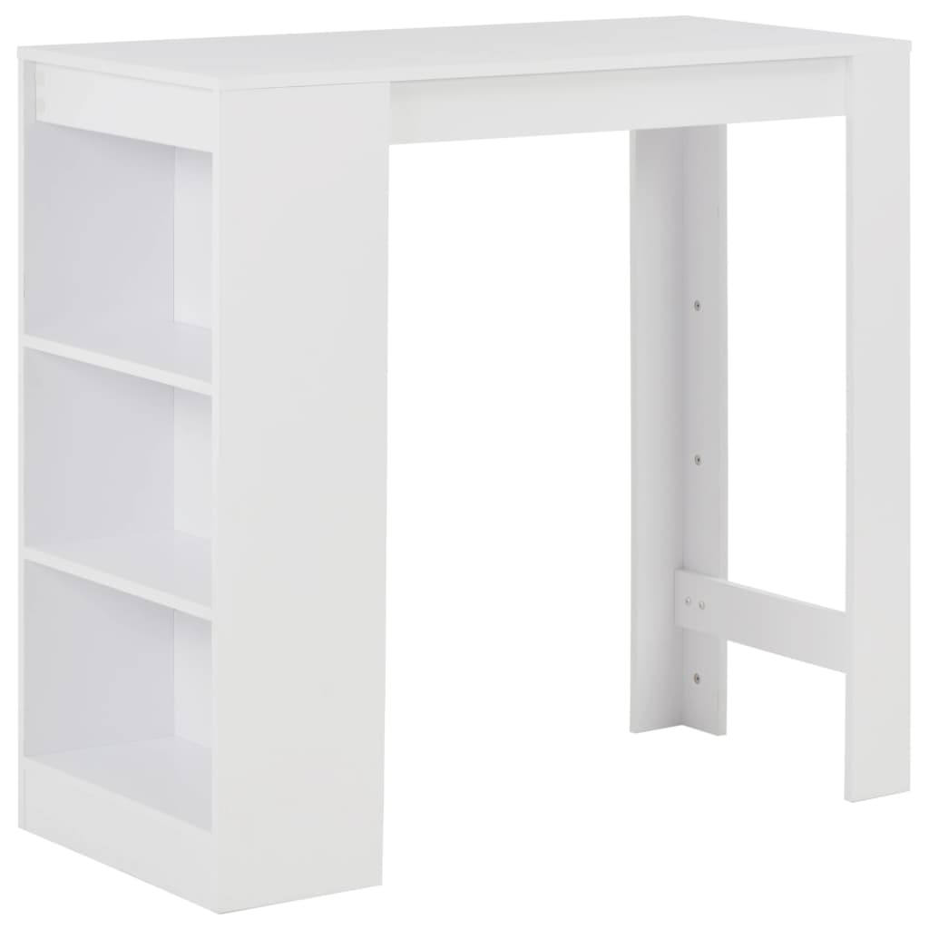 Bar Table With Shelf White 110X50x103 Cm