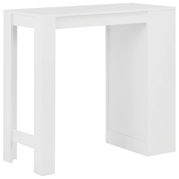 Bar Table With Shelf White 110X50x103 Cm