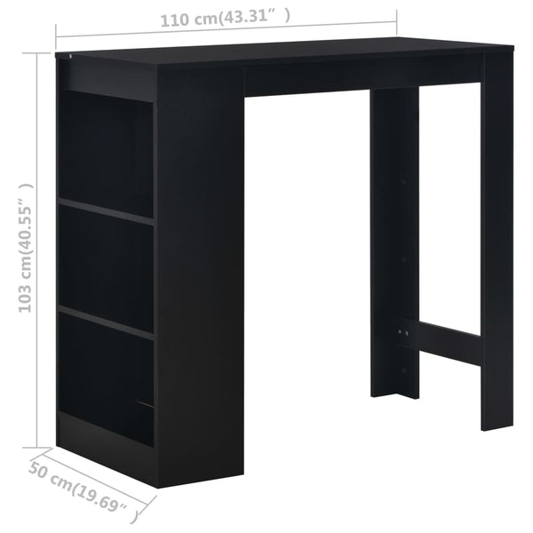 Bar Tables Bar Table With Shelf Black 110X50x103 Cm