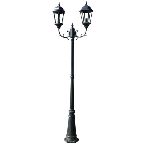 Wall & Ceiling Lights Garden Light Post 2 Arms 230 Cm Dark Green/Black Aluminium