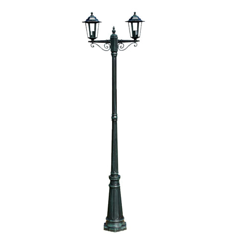 Landscape & Walkway Lights Garden Light Post 2 Arms 215 Cm Dark Green/Black Aluminium