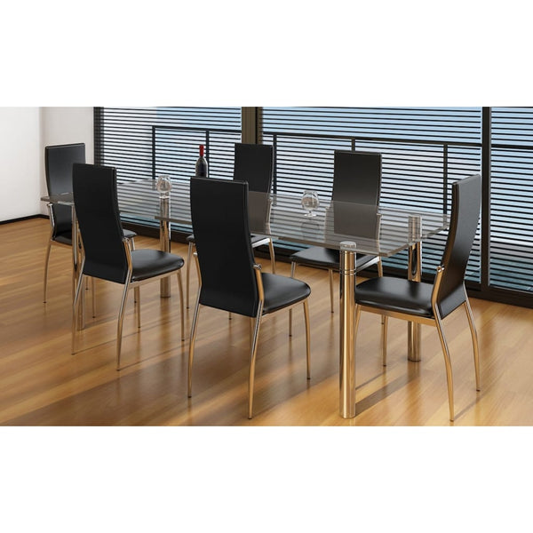 Dining Chairs 6 Pcs Black Faux Leather