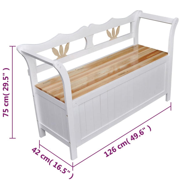 Benches Storage Bench 126X42x75 Cm Wood White