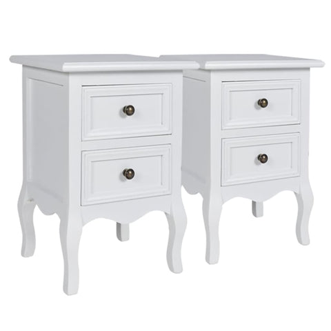 Nightstands 2 Pcs With Drawers Mdf White
