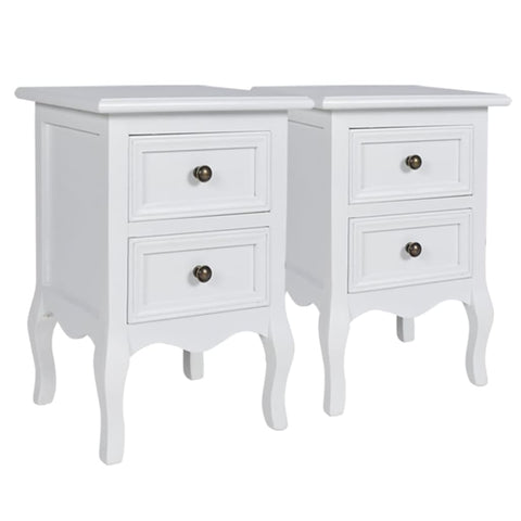 Bedside Tables Nightstands 2 Pcs With Drawers Mdf White