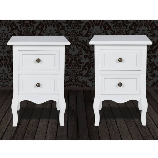 Bedside Tables Nightstands 2 Pcs With Drawers Mdf White