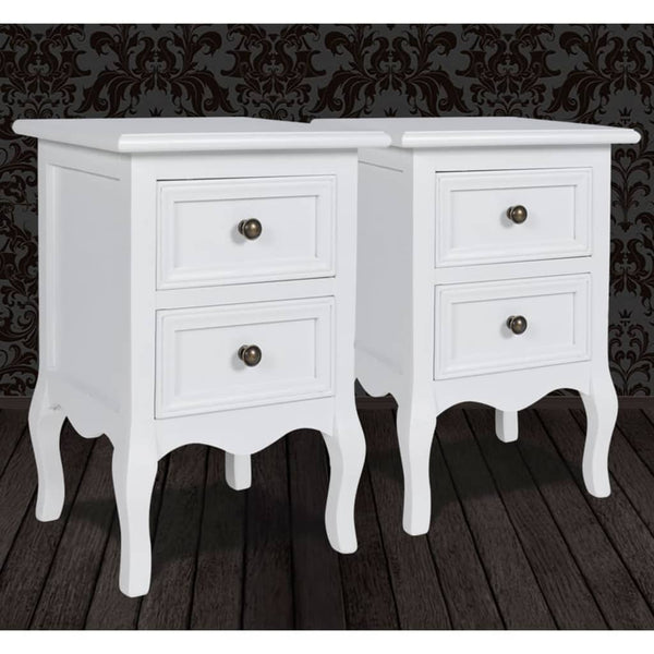 Bedside Tables Nightstands 2 Pcs With Drawers Mdf White