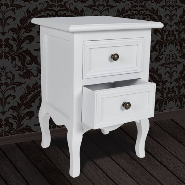 Bedside Tables Nightstands 2 Pcs With Drawers Mdf White