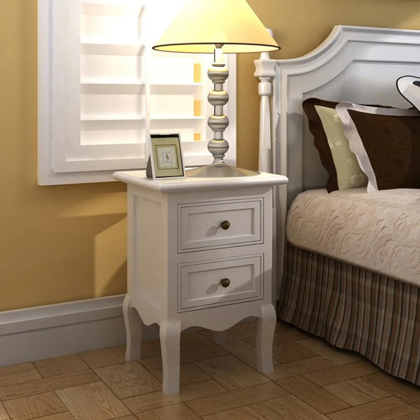 Bedside Tables Nightstands 2 Pcs With Drawers Mdf White