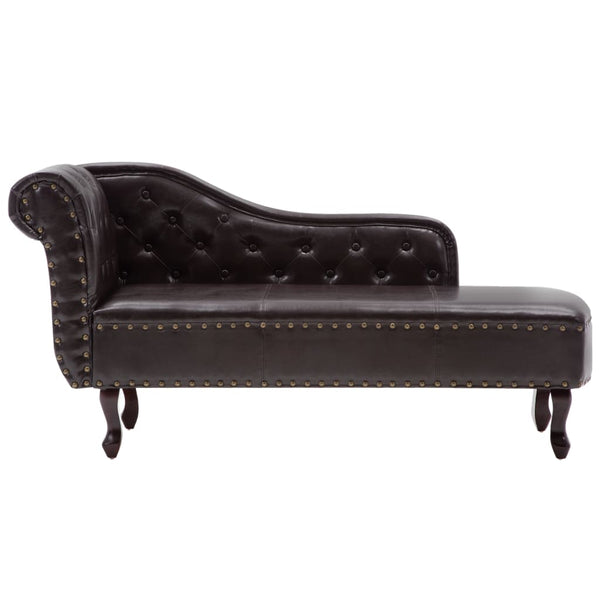 Sofas, Armchairs & Couches Chaise Longue Dark Brown Faux Leather