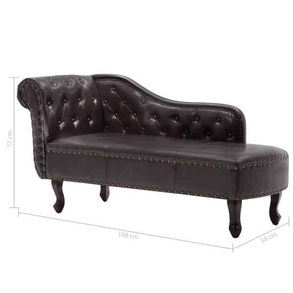 Sofas, Armchairs & Couches Chaise Longue Dark Brown Faux Leather