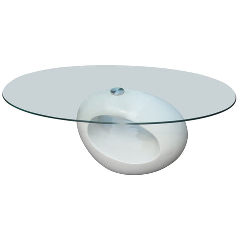 Coffee Tables Coffee Table With Oval Glass Top High Gloss White