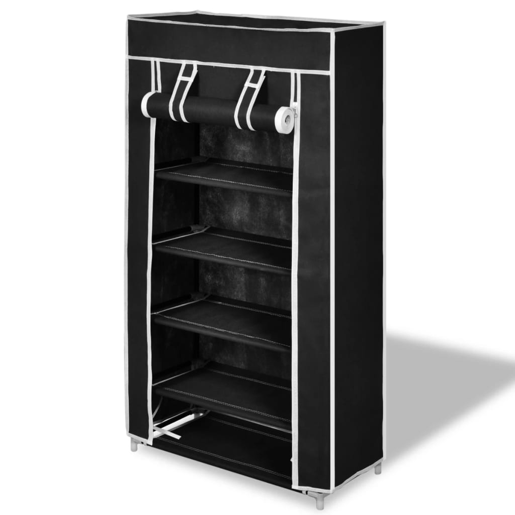 Fabric Shoe Cabinet With Cover 58 X 28 106 Cm Black